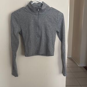 Sunday Best Gray Women's Quarter-Zip Crop Long Sleeve
